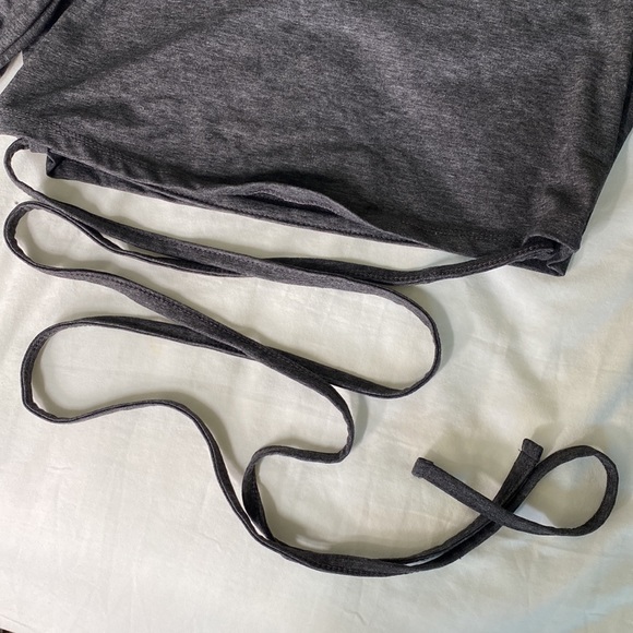 GYMSHARK Long Sleeve Ribbon Crop Top - Charcoal Marl - Large BRAND NEW - Picture 9 of 13